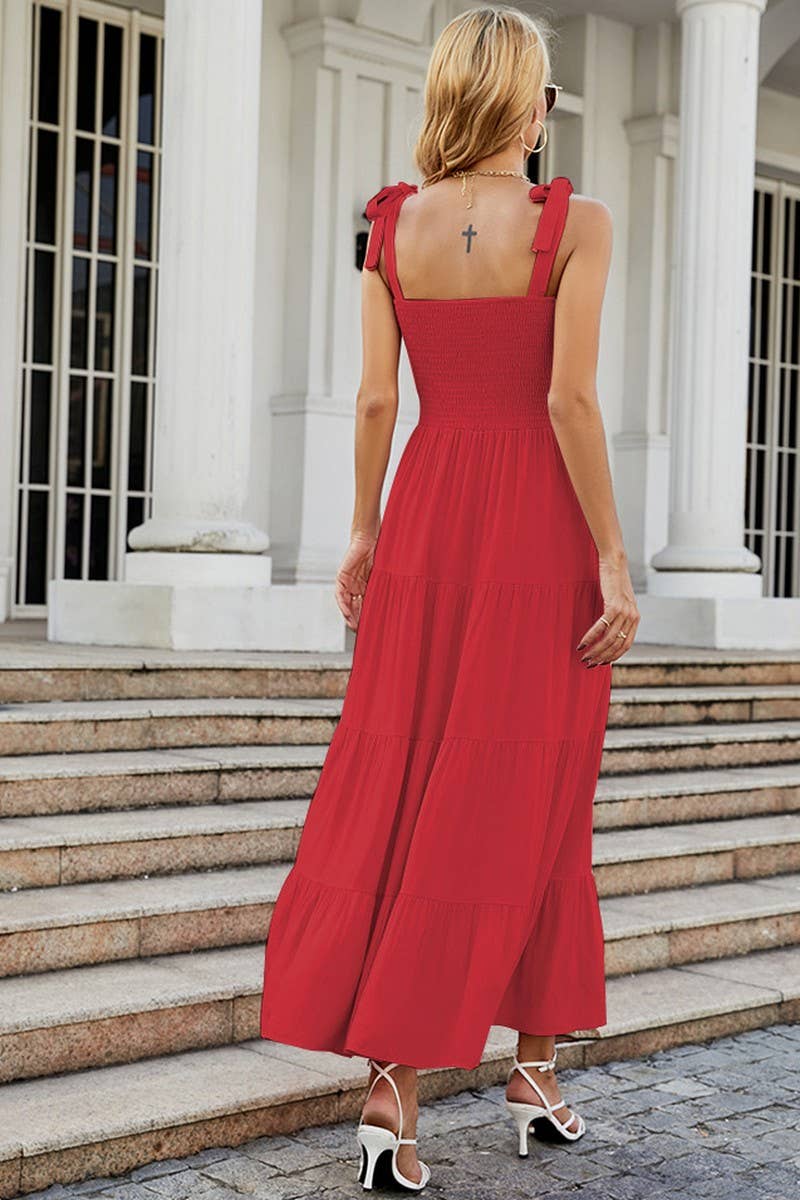 HALTER TIE LAYERED MAXI DRESS