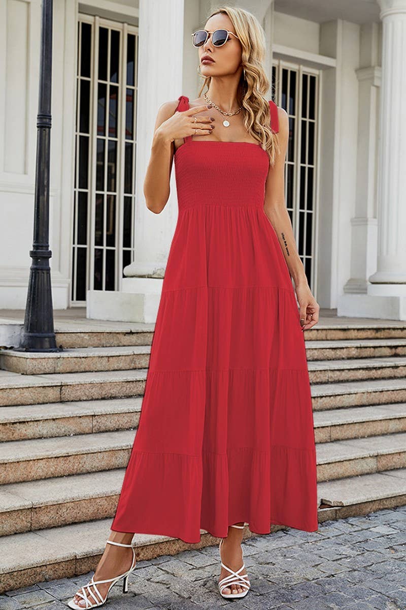 HALTER TIE LAYERED MAXI DRESS