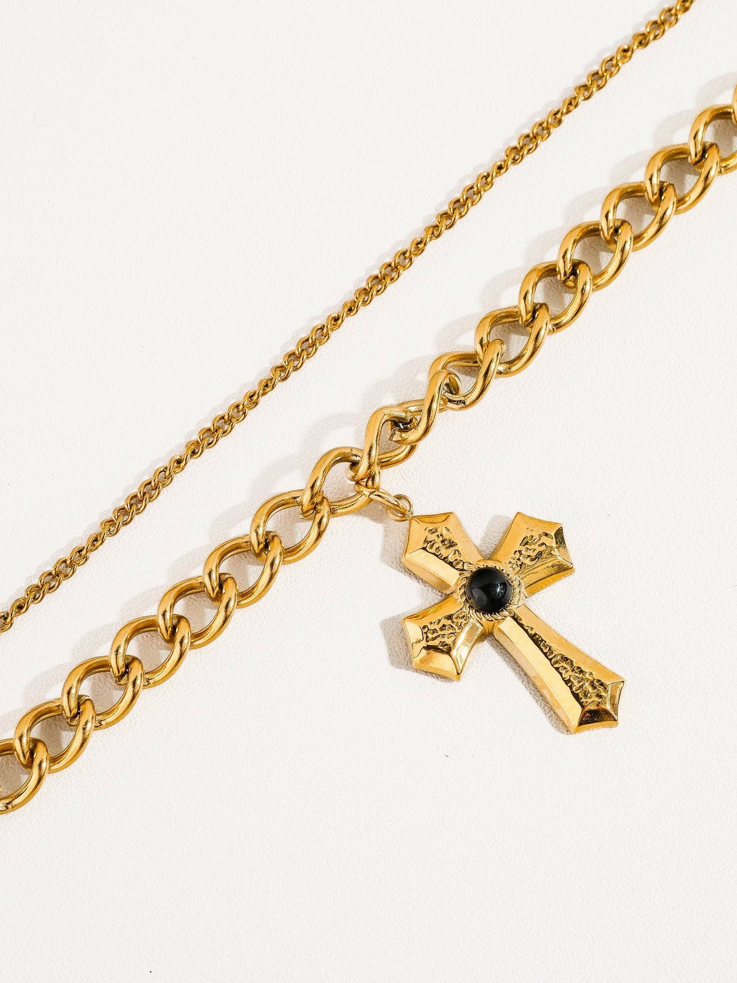 Ares 18K Gold Layered Cross chain Bracelet