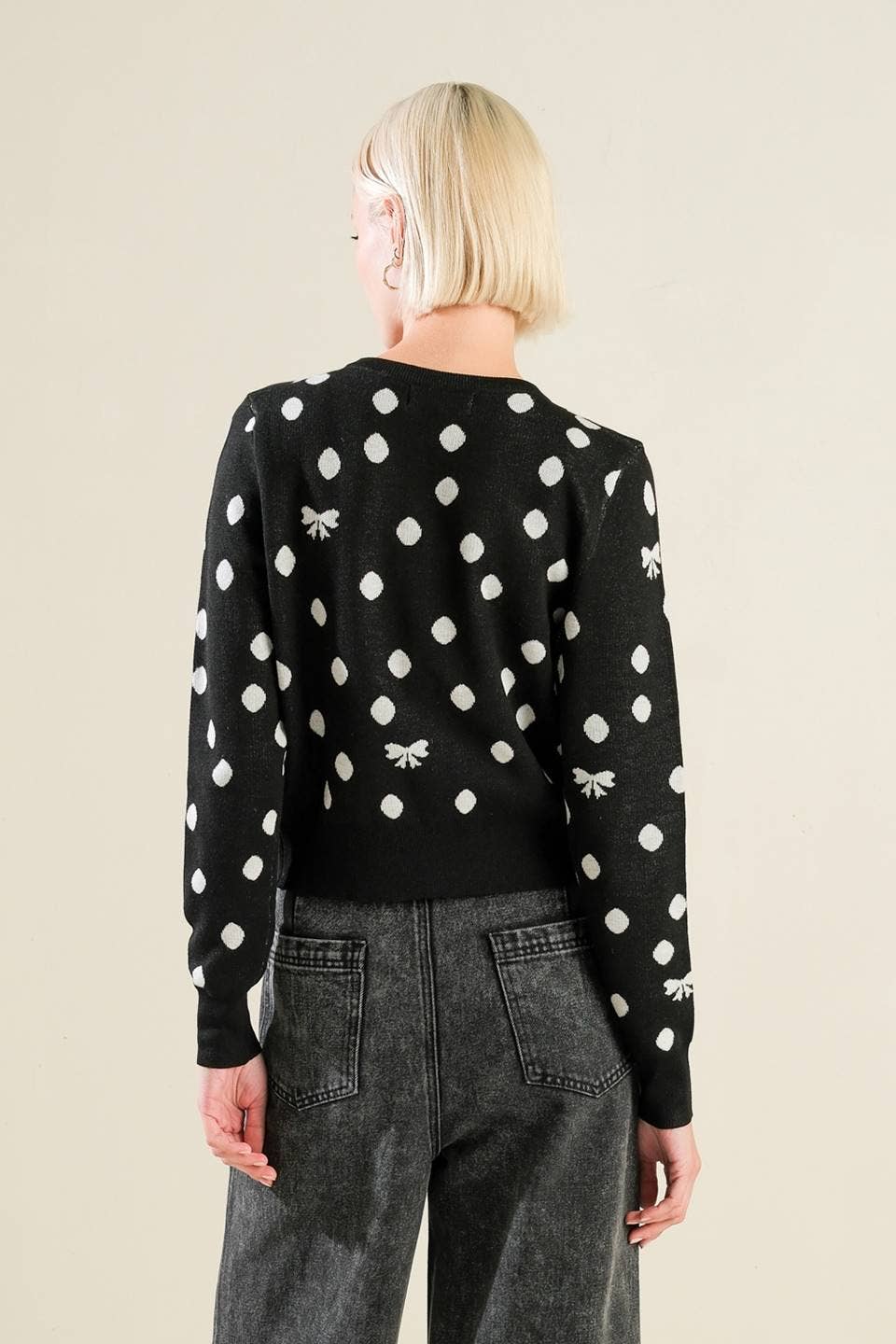 Cardigan with polka dots and bows