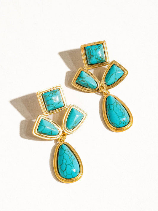 Dune 18K Gold Western Turquoise Stone Earring