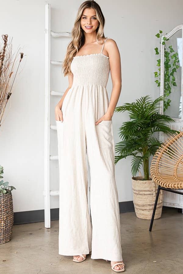 One piece Line blend Jumpsuit in Oatmeal